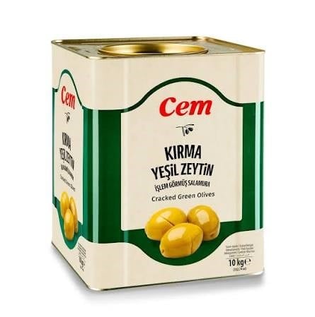 CEM YEŞİL ZEYTİN KIRMA TENEKE 10KG (111-140)