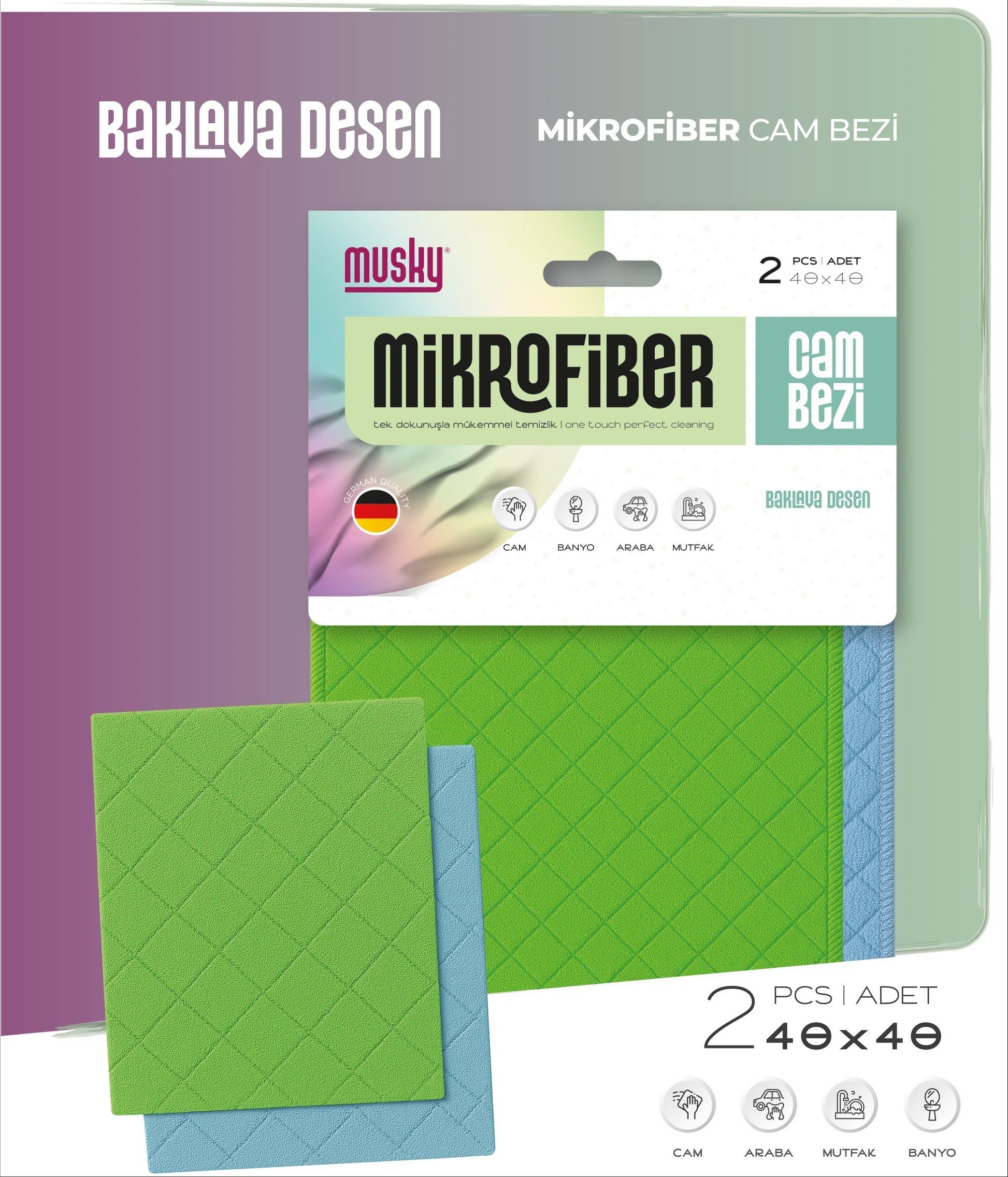 MUSKY 2Lİ BEZ BAKLAVA DESENLİ