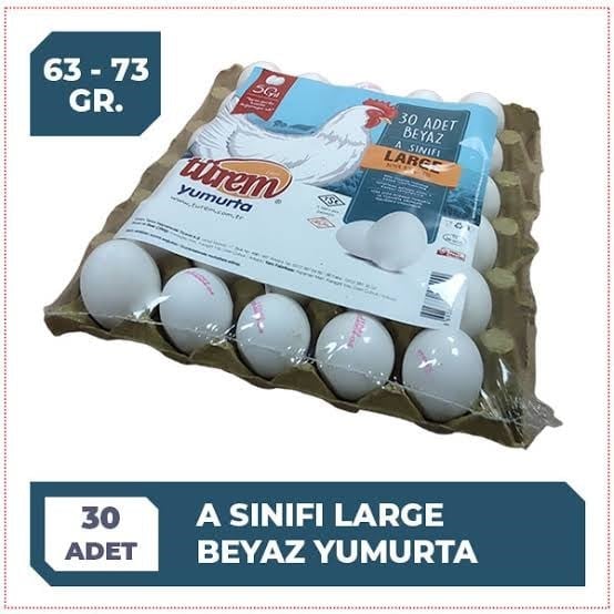 YUMURTA TÜREM BEYAZ 30LU LARGE*10