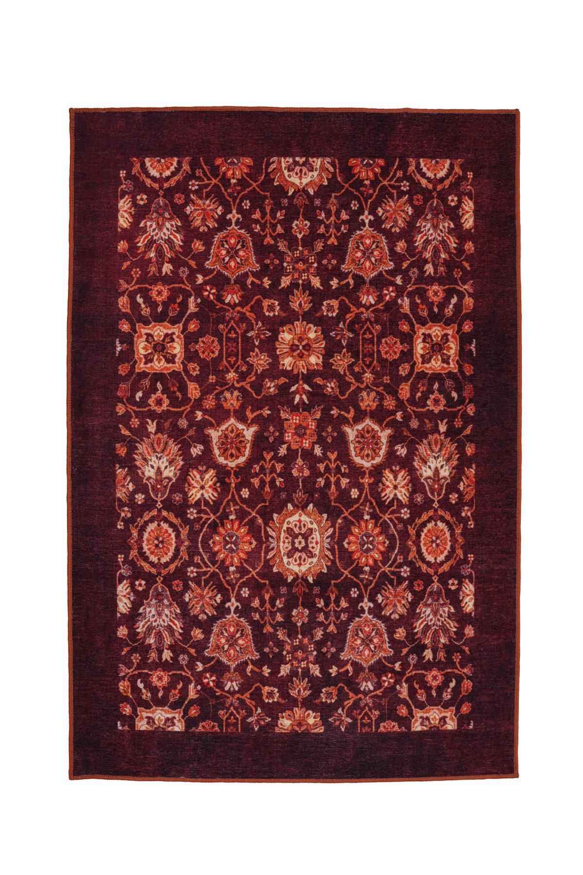 Art Deco Dijital Şönil Halı | Vintage Desenli Halı | Kaymaz Tabanlı | Makinede Yıkanabilir | OART24 160x230