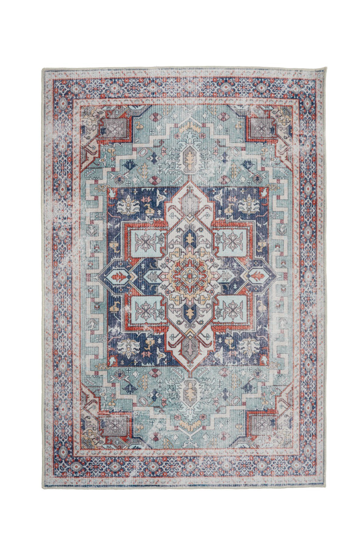 Art Deco Dijital Şönil Halı | Vintage Desenli Halı | Kaymaz Tabanlı | Makinede Yıkanabilir | OART08 160x230