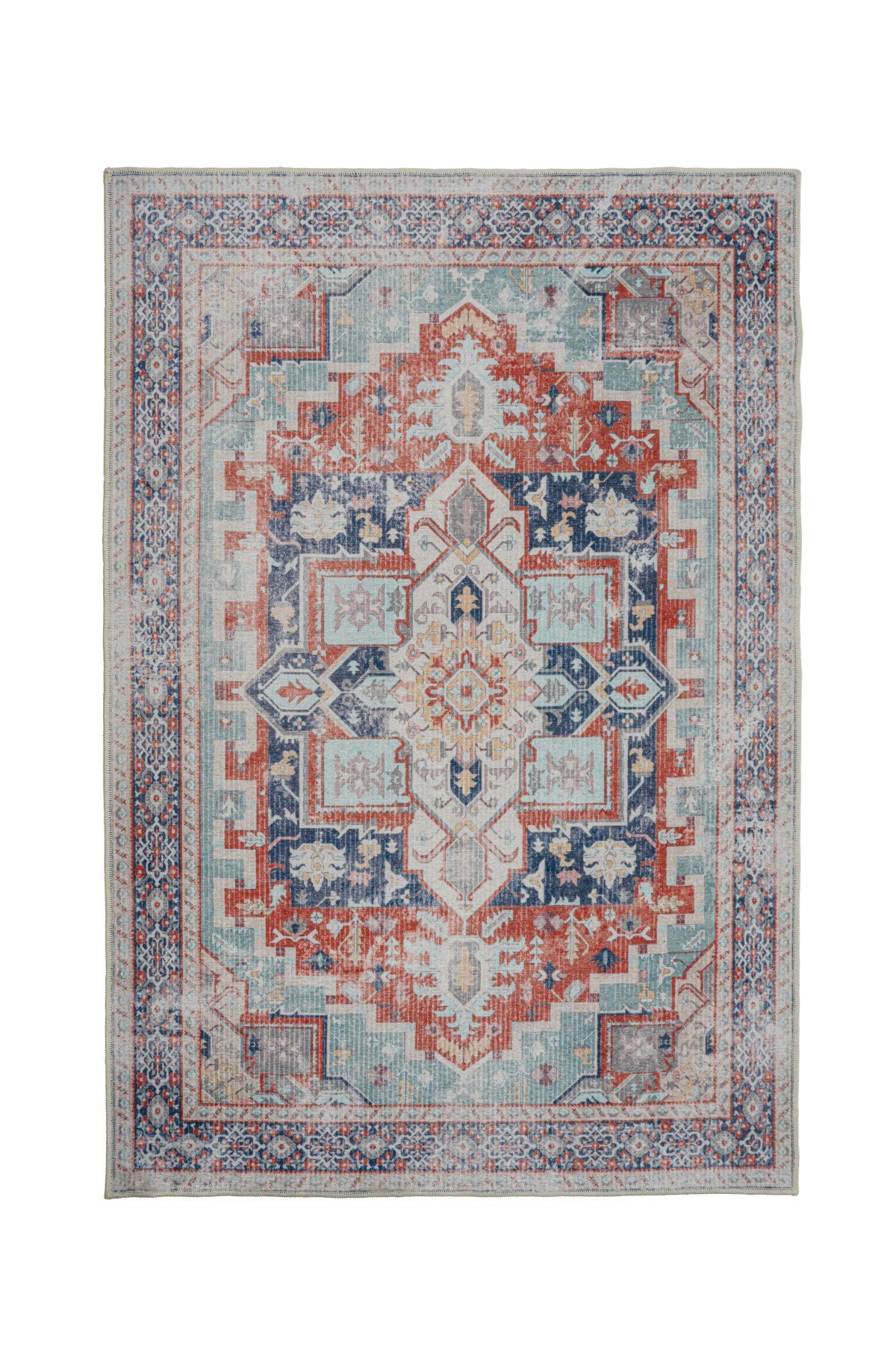 Art Deco Dijital Şönil Halı | Vintage Desenli Halı | Kaymaz Tabanlı | Makinede Yıkanabilir | OART15 160x230
