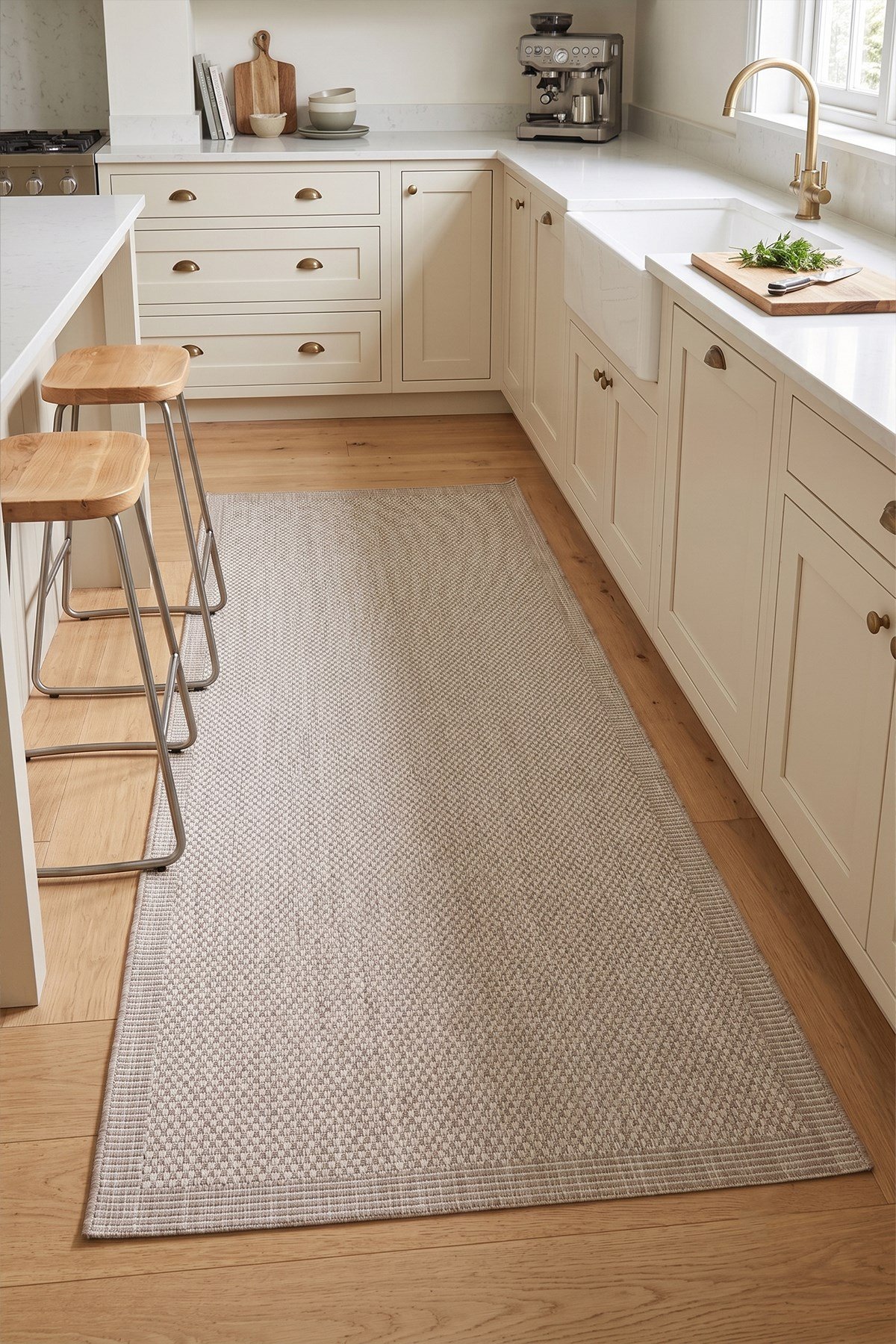 Sisal Plus Hasır Dokuma Halı | Kaymaz Tabanlı Mutfak Halısı|Leke Tutmaz Halı |Bordürlü Modern Salon Halısı | EB455