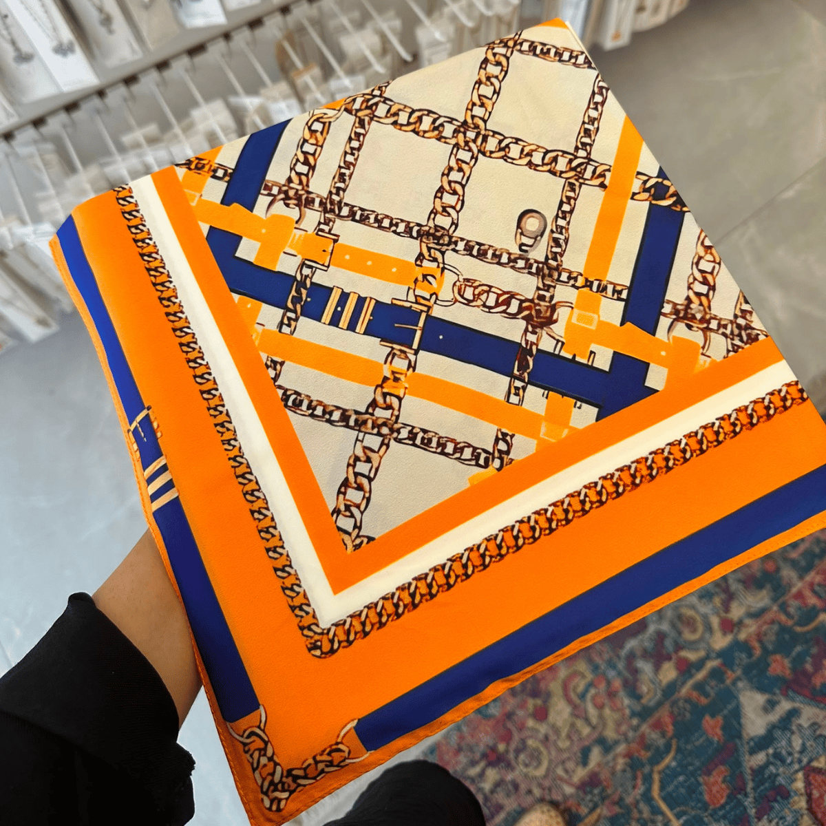 Luxe Grid 60X60 İpeksi Fular