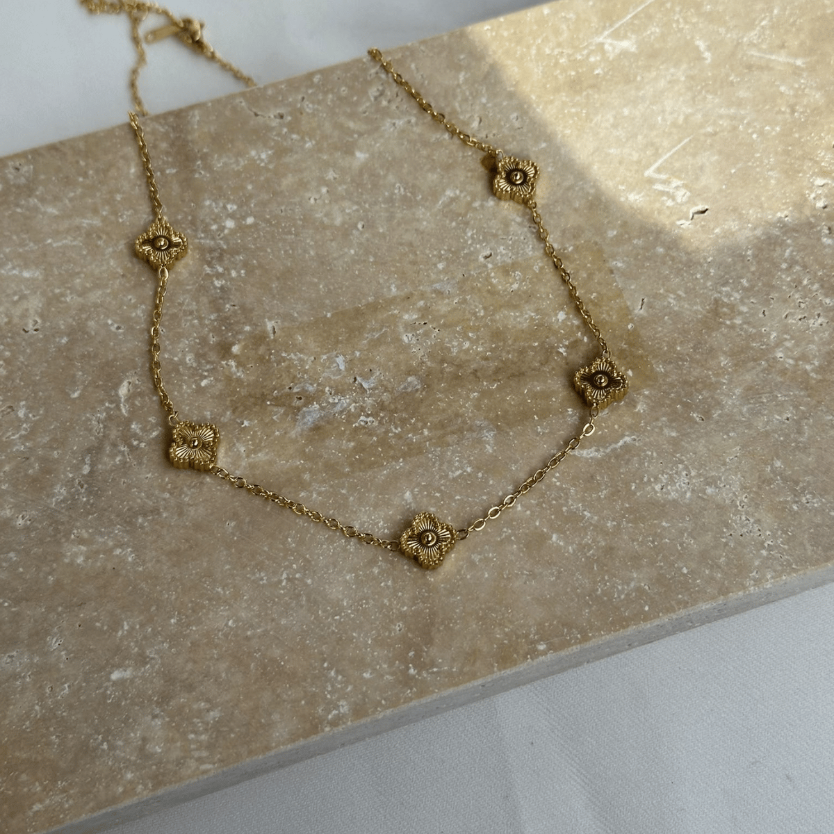 Minesiz Çoklu Yonca Gold Şans Kolyesi