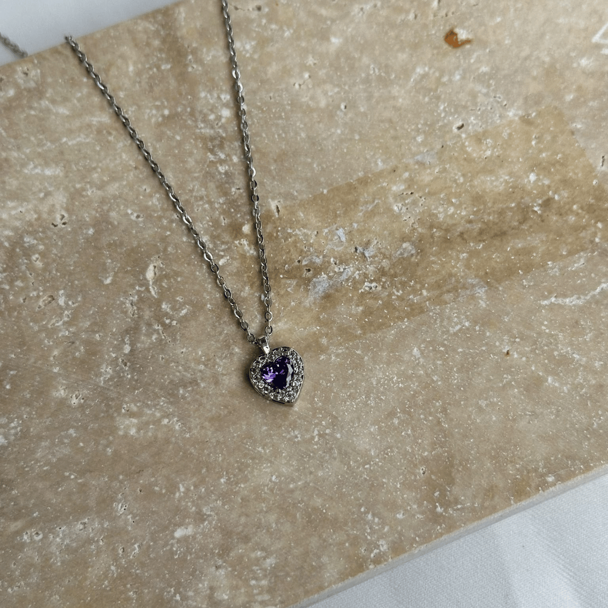 Mor Kalp Zirkon Taşlı Silver Kolye
