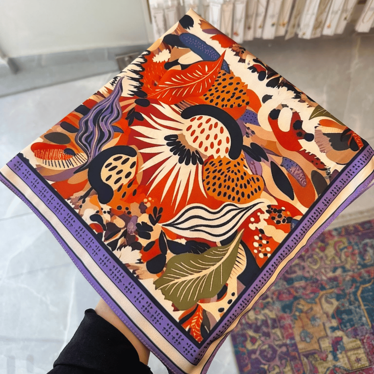Sonbahar Botanik 60X60 İpeksi Fular