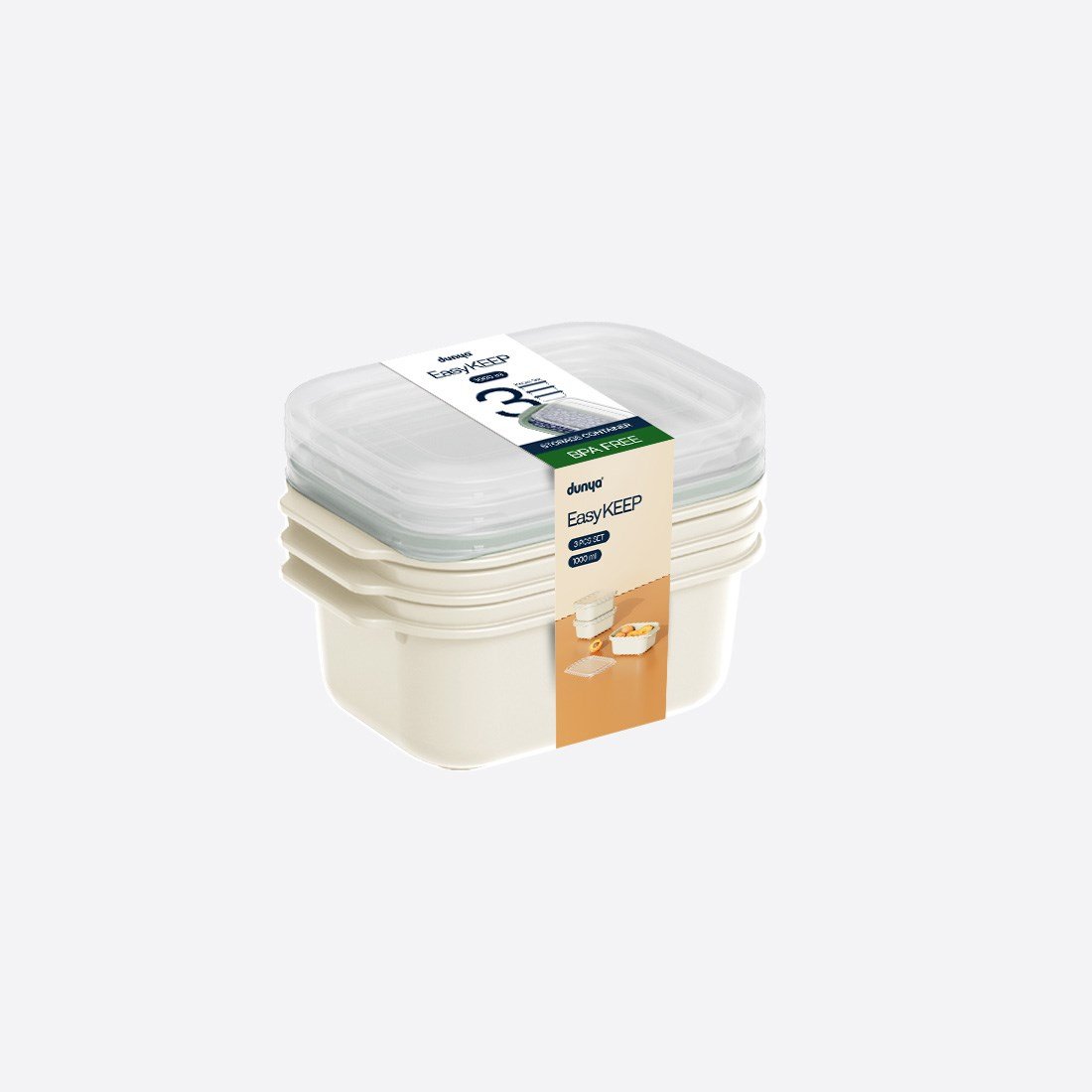 3 Parça Easy Keep Dikdörtgen Set ( 3 x 1000 ml )