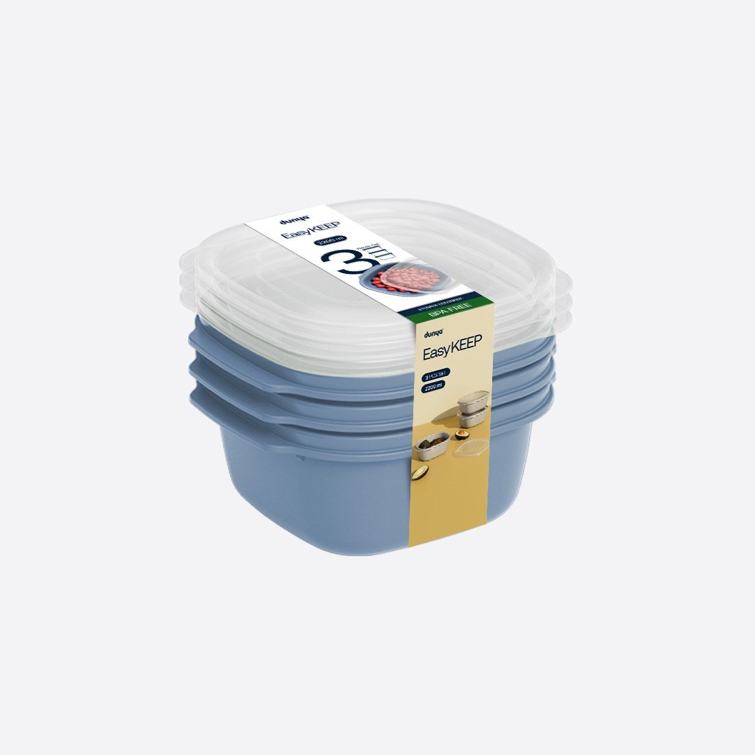 3 Parça Easy Keep Kare Set (3 x 2200 ml)