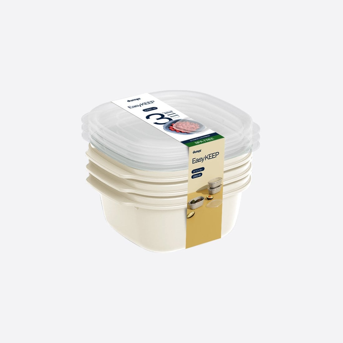 3 Parça Easy Keep Kare Set (3 x 2200 ml)