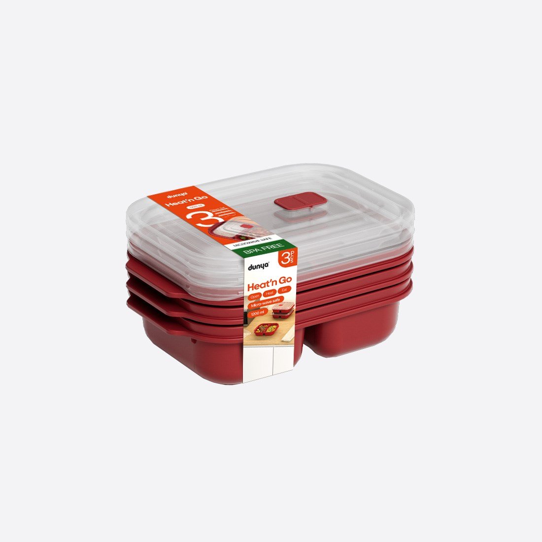 3 Parça Heat'n Go Dikdörtgen Set ( 3 x 1200 ml )