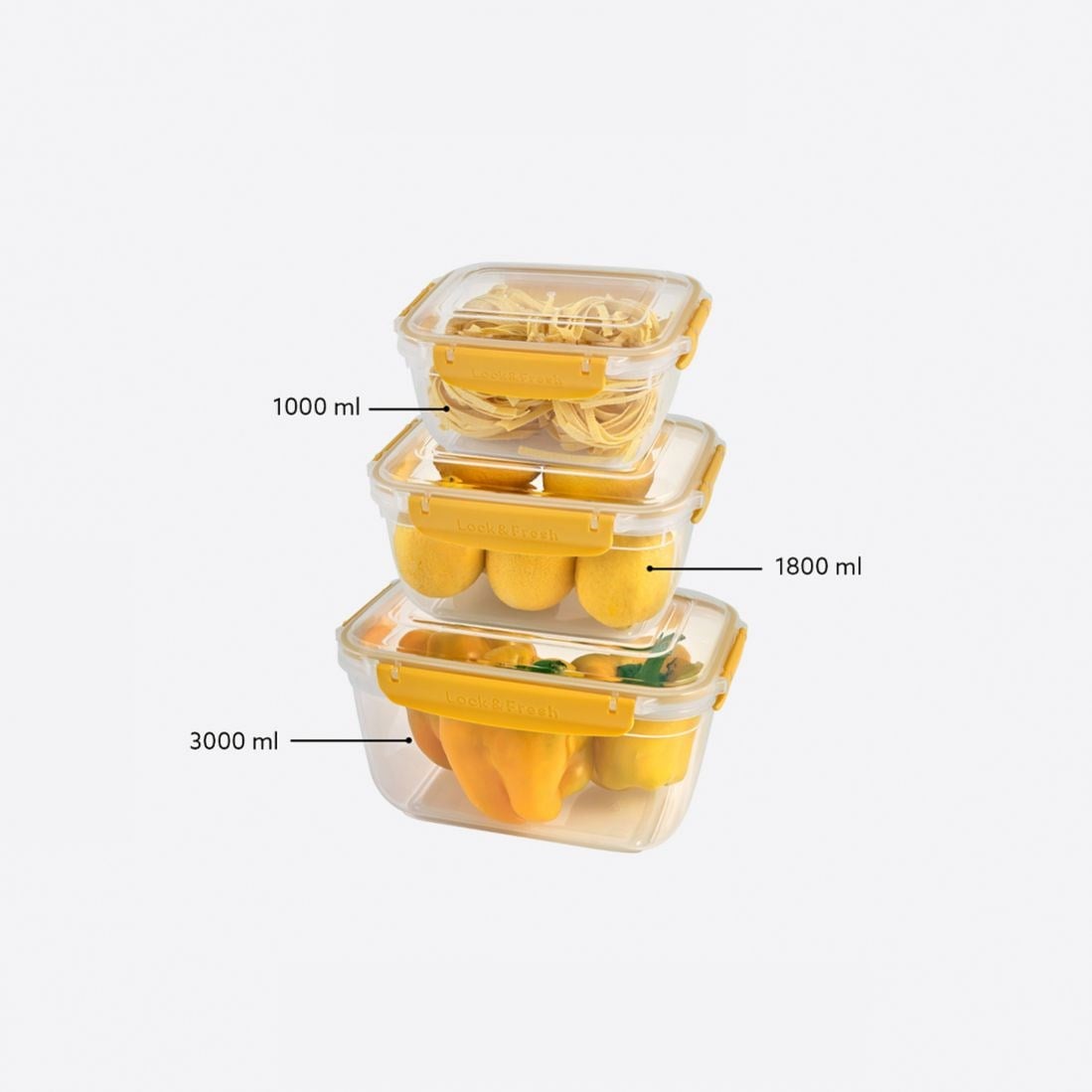 3 Parça Master Dikdörtgen Set (1000-1800-3000 ml)