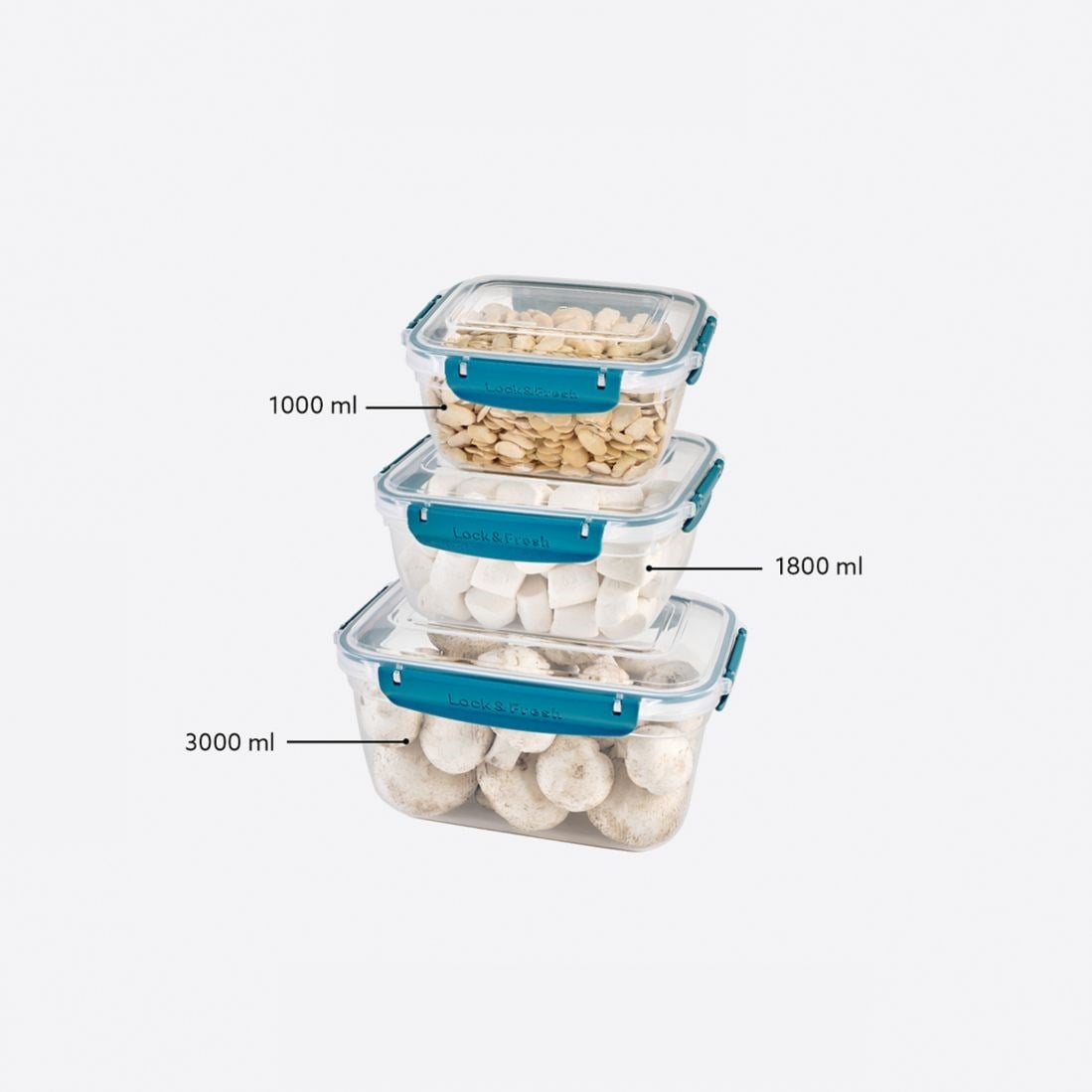 3 Parça Master Dikdörtgen Set (1000-1800-3000 ml)