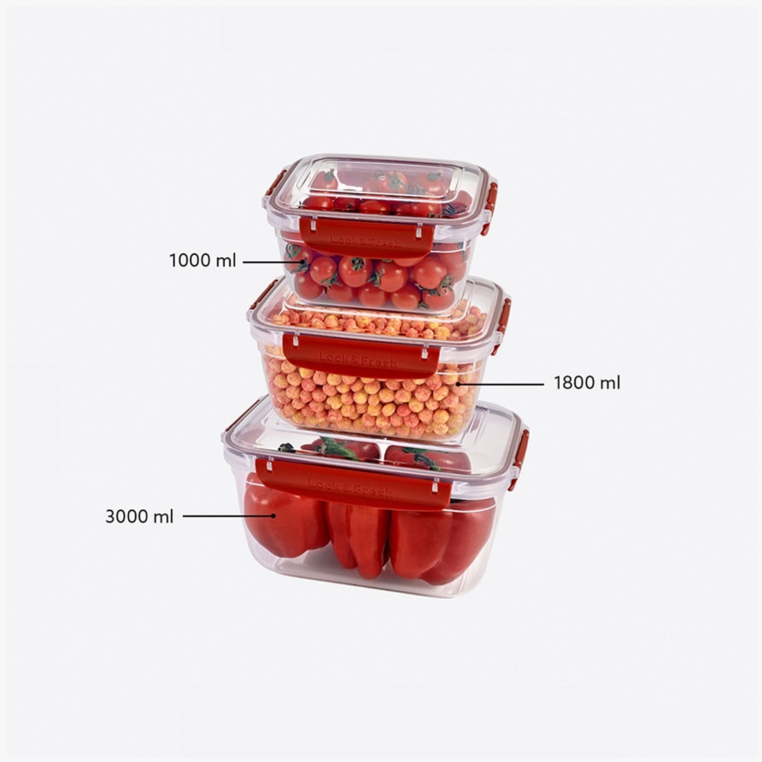 3 Parça Master Dikdörtgen Set (1000-1800-3000 ml)