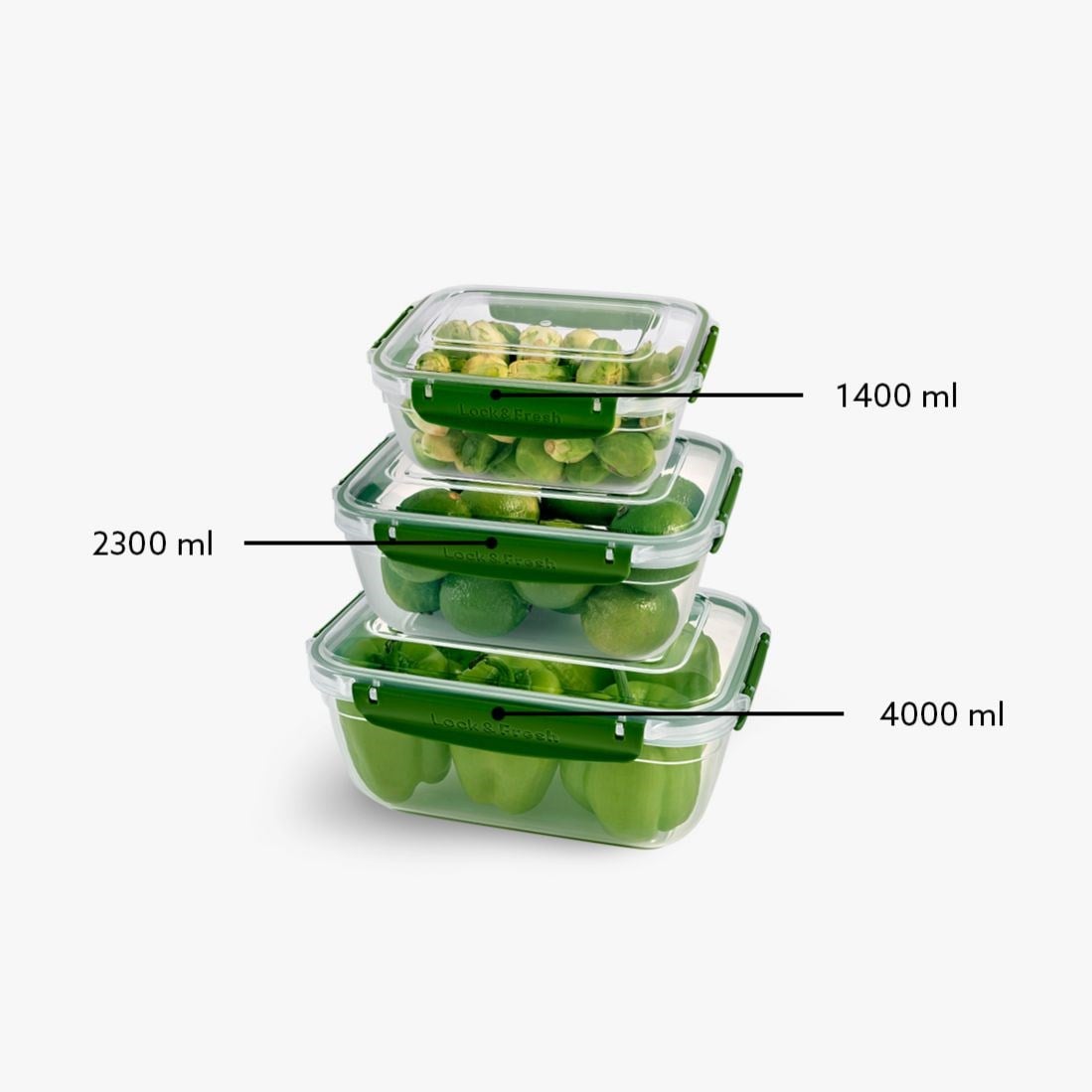 3 Parça Master Dikdörtgen Set (1400-2300-4000 ml)