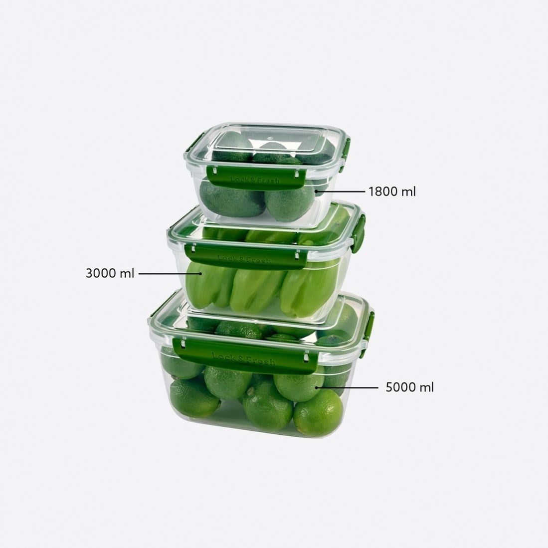 3 Parça Master Dikdörtgen Set (1800-3000-5000 ml)