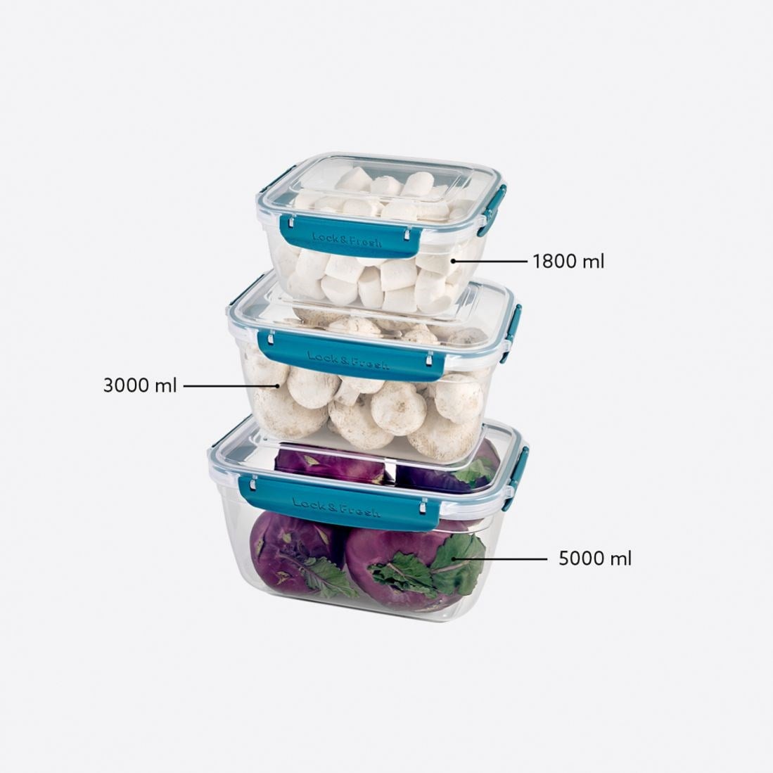 3 Parça Master Dikdörtgen Set (1800-3000-5000 ml)