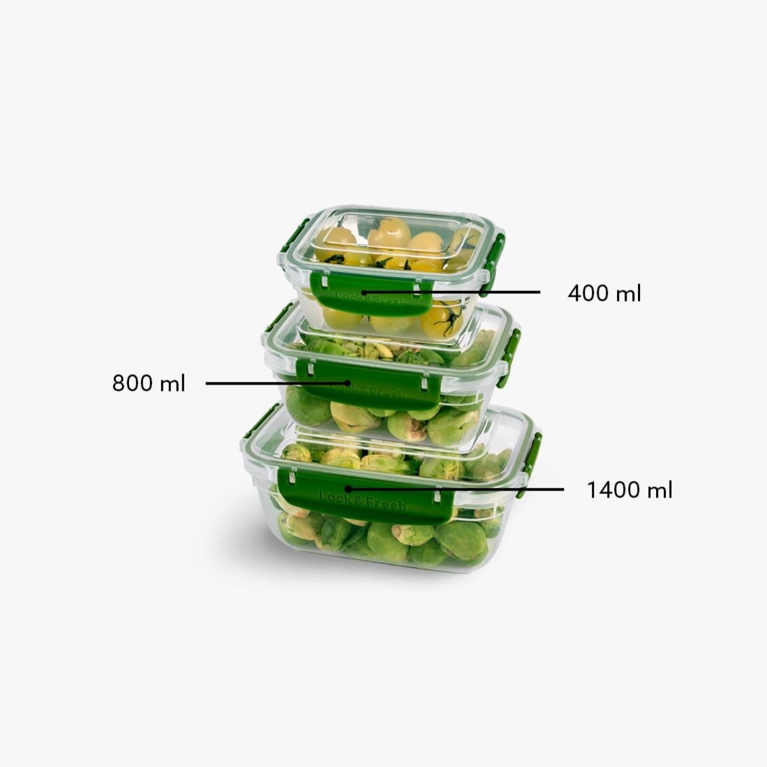 3 Parça Master Dikdörtgen Set (400-800-1400 ml)