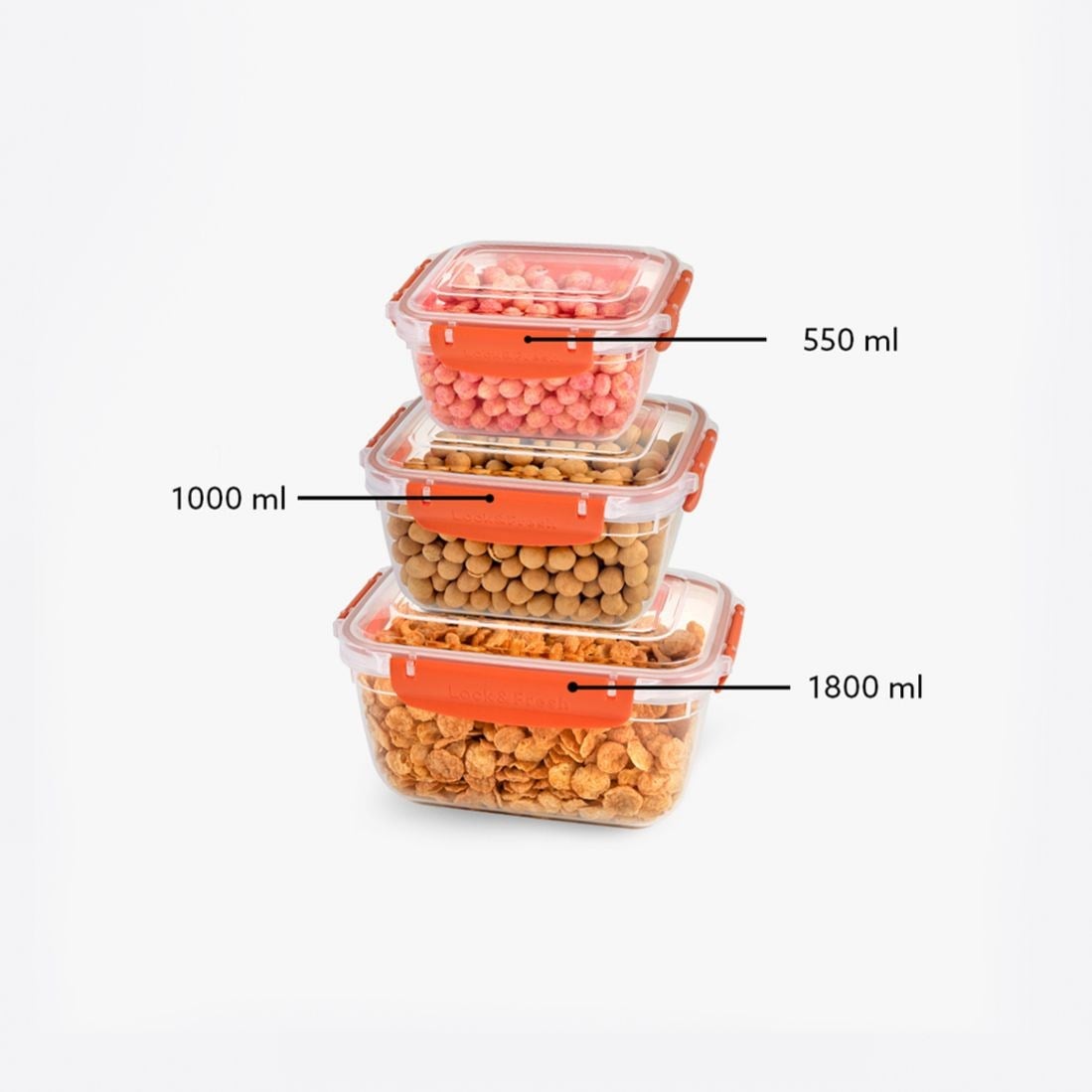 3 Parça Master Dikdörtgen Set (550-1000-1800 ml)