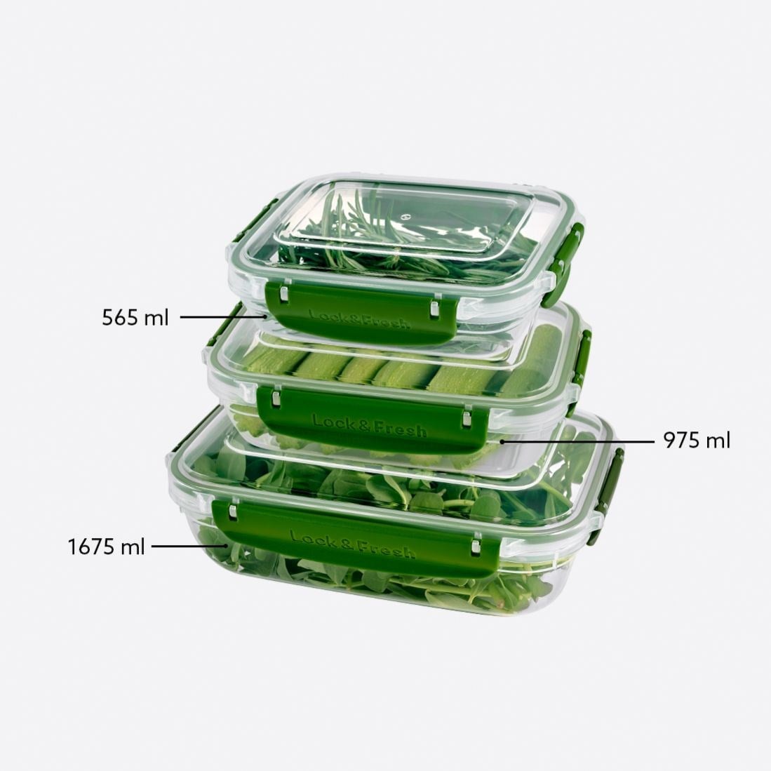 3 Parça Master Dikdörtgen Set (565-975-1675 ml)