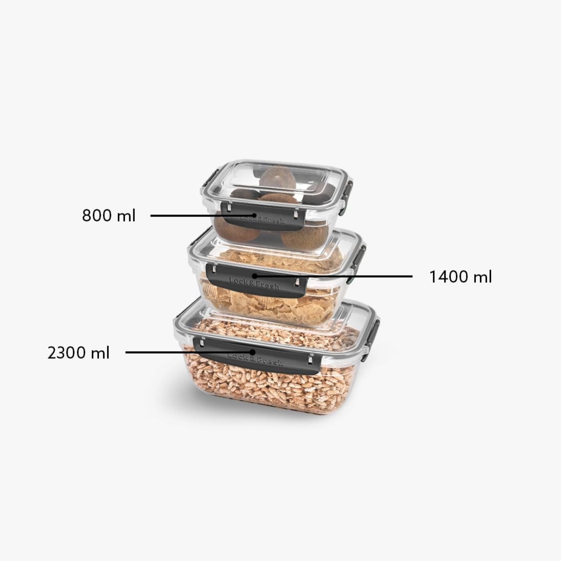 3 Parça Master Dikdörtgen Set (800-1400-2300 ml)