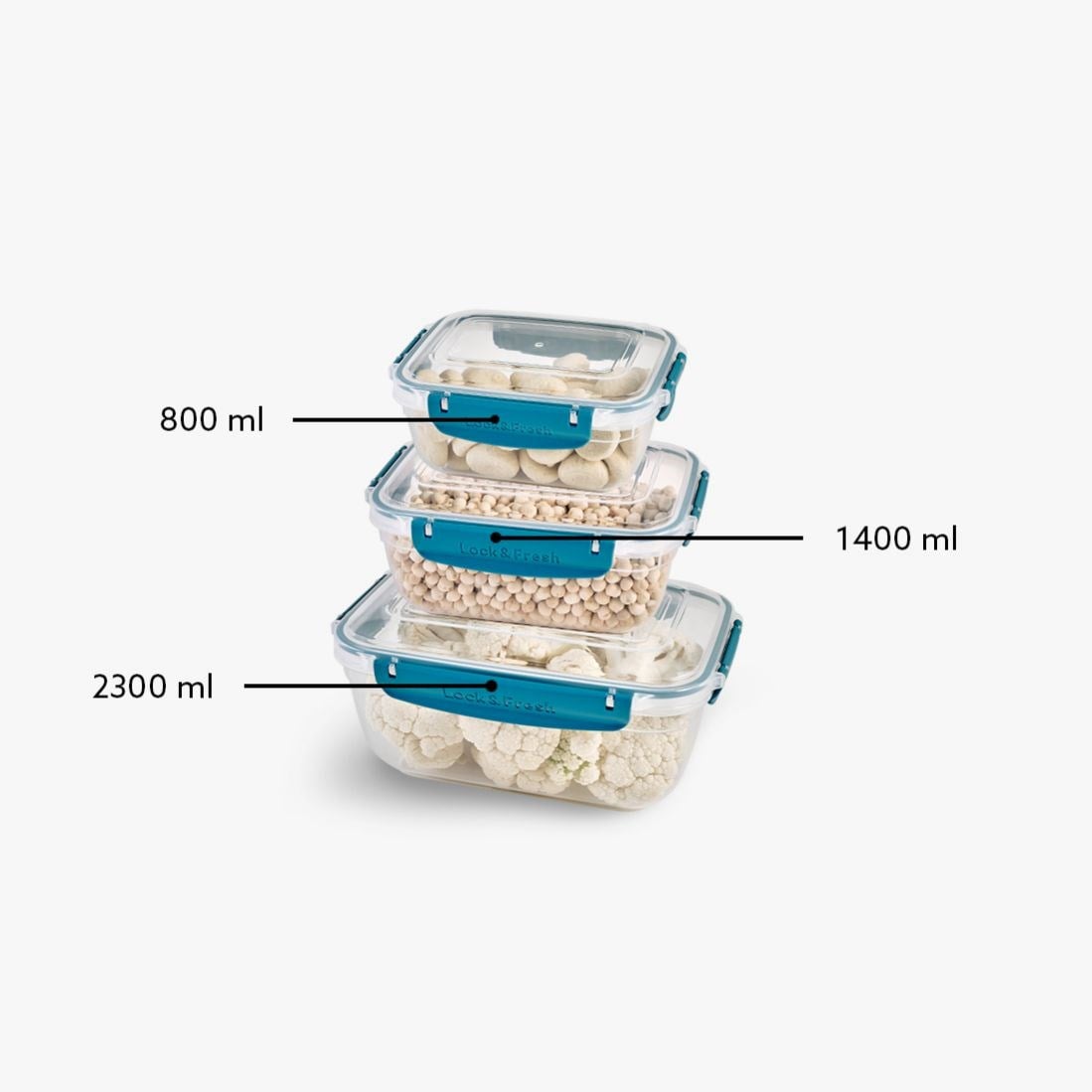 3 Parça Master Dikdörtgen Set (800-1400-2300 ml)