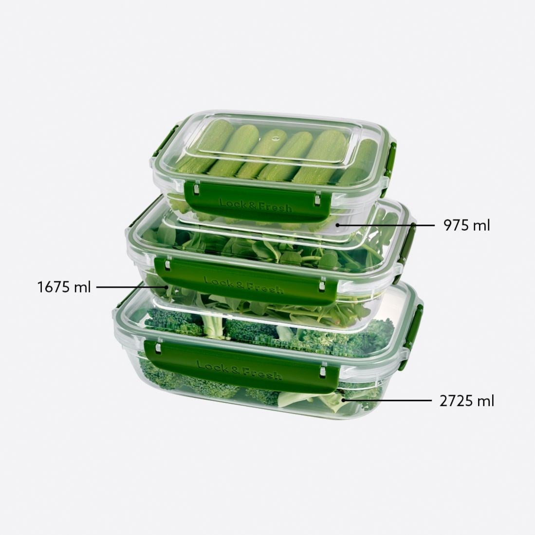 3 Parça Master Dikdörtgen Set (975-1675-2725 ml)