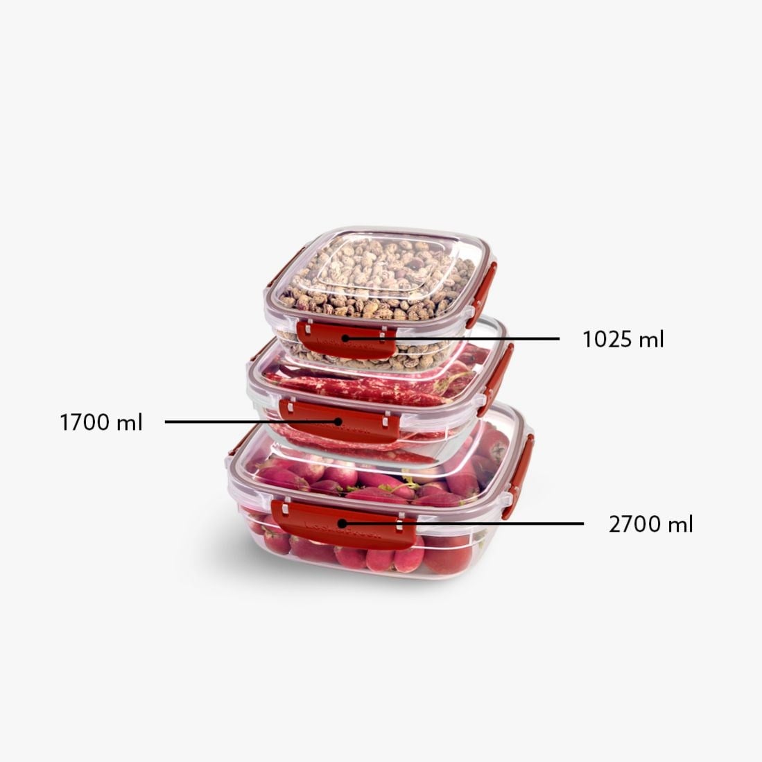 3 Parça Master Kare Set (1025-1700-2700 ml)