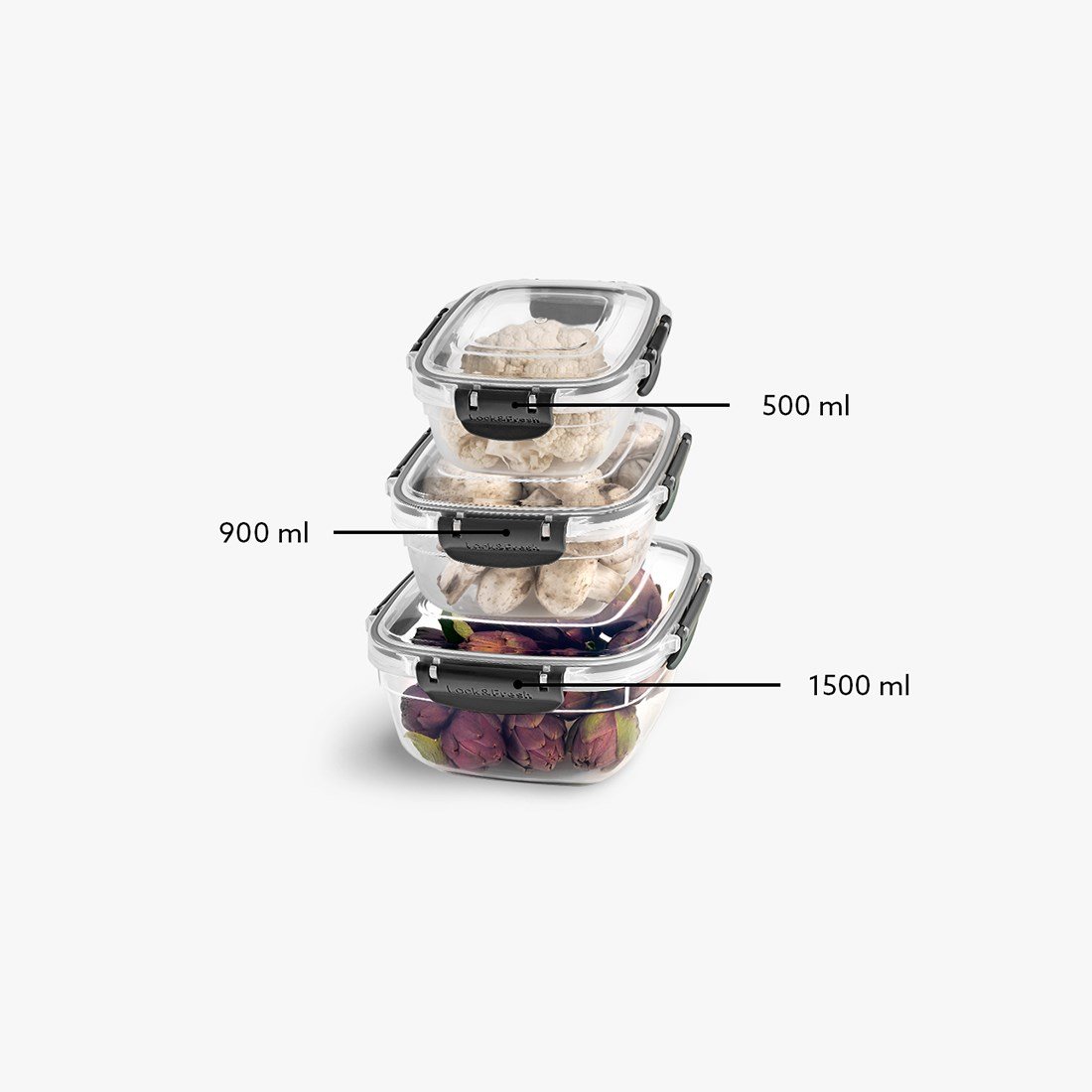 3 Parça Master Kare Set (500-900-1500 ml)
