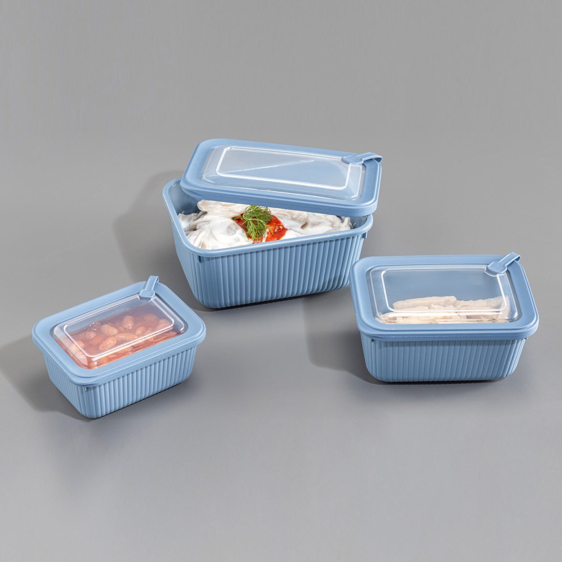 3 Parça MicroLine Dikdörtgen Set ( 600-1100-1800 ml )