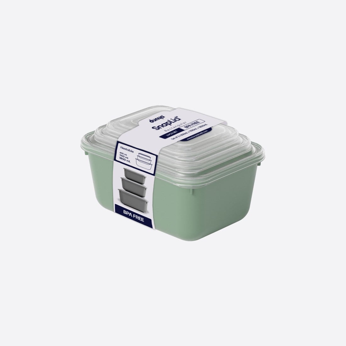 3 Parça Snap Lid Dikdörtgen Set (600-1100-1800 ml)