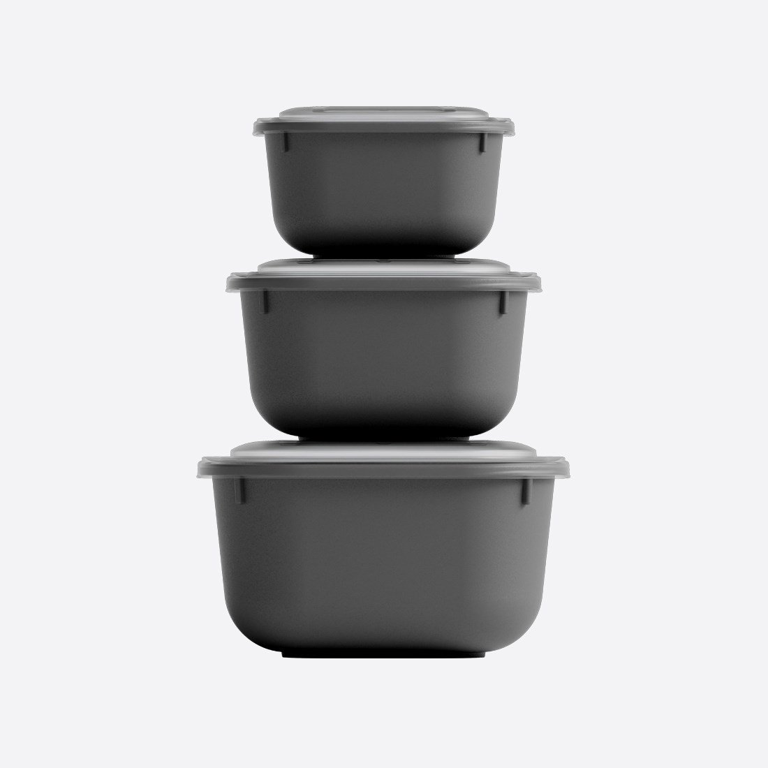 3 Parça Snap Lid Kare Set (600-1100-1800 ml)