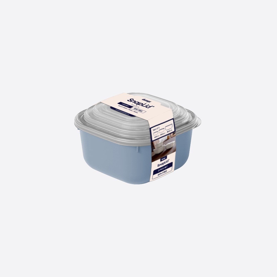 3 Parça Snap Lid Kare Set (600-1100-1800 ml)