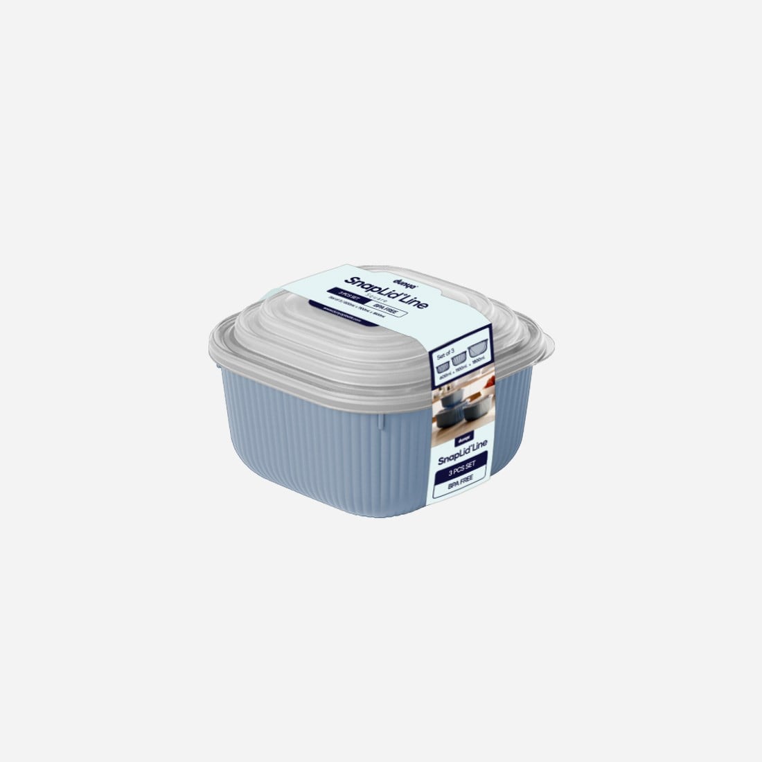 3 Parça Snap Lid Line Kare Set (600-1100-1800 ml)