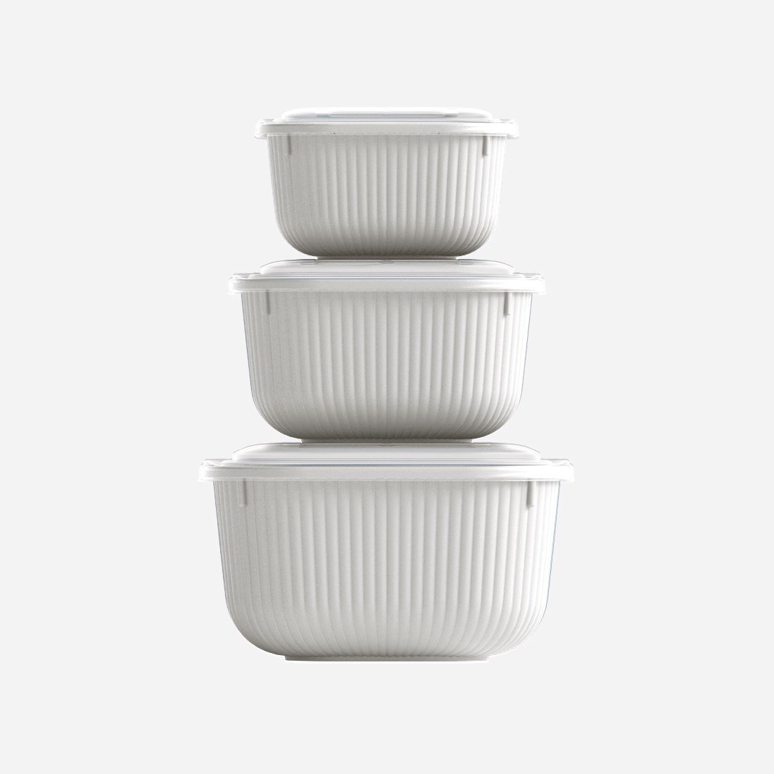 3 Parça Snap Lid Line Kare Set (600-1100-1800 ml)