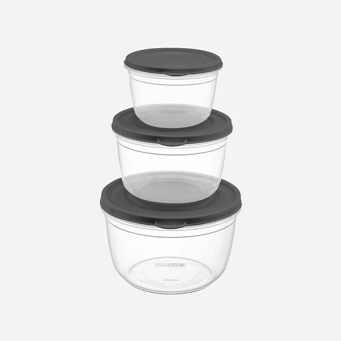 3 Parça Vakum Yuvarlak Set (625-1200-2100 ml)