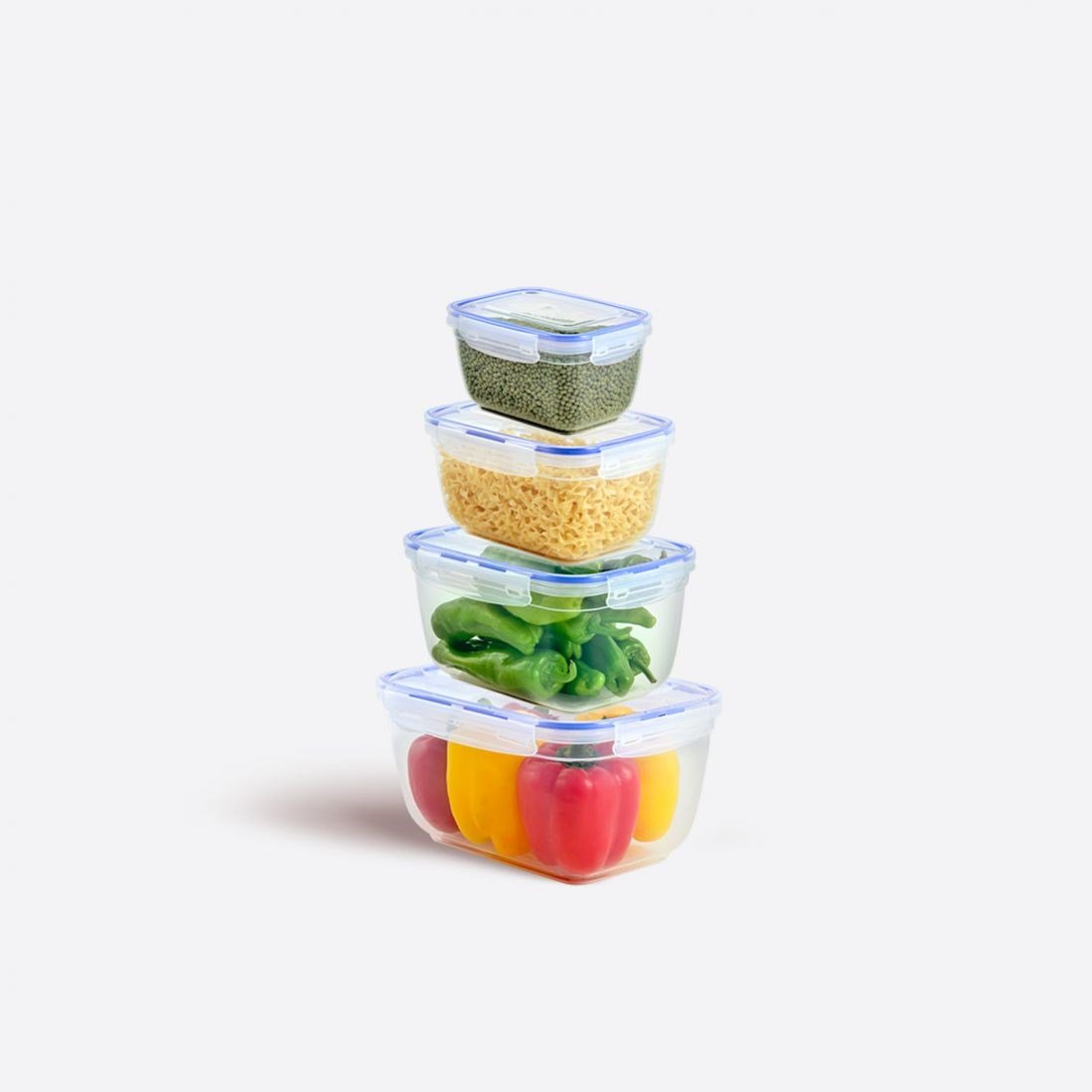 4 Parça Contalı Dikdörtgen Set (1000-1800-3000-5000 ml)