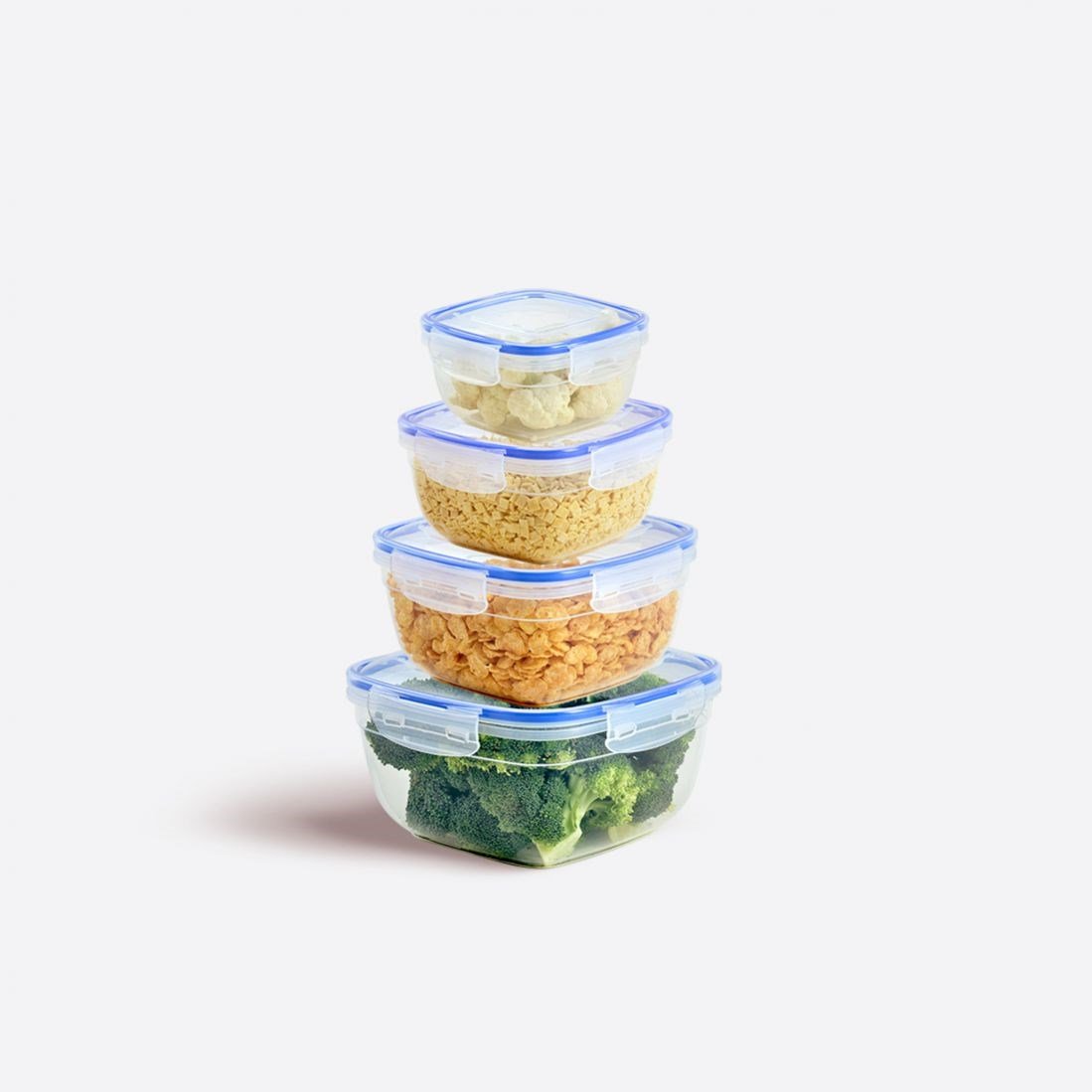 4 Parça Contalı Kare Set (500-900-1500-2400 ml)