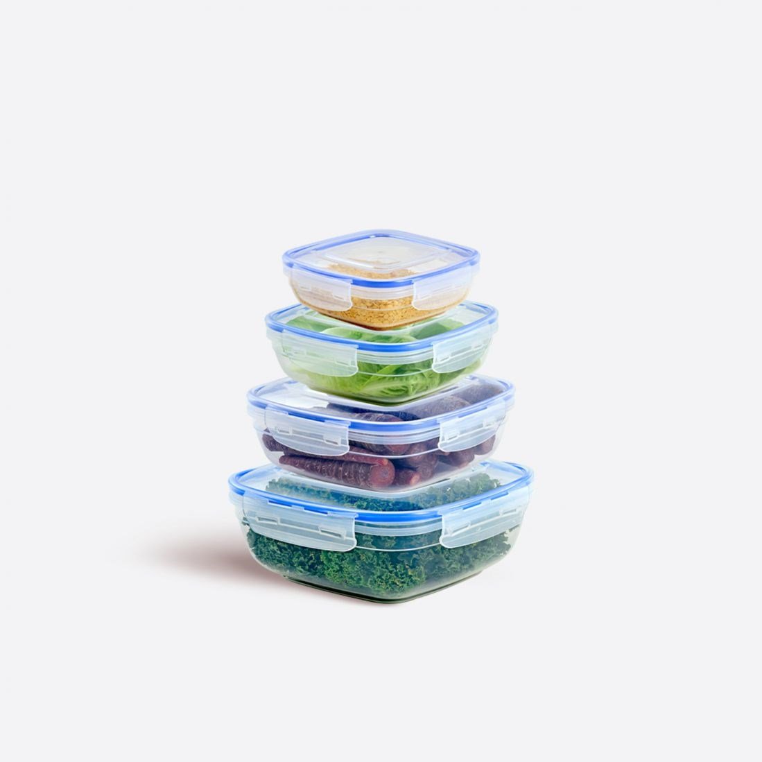 4 Parça Contalı Kare Set (600-1025-1700-2700 ml)