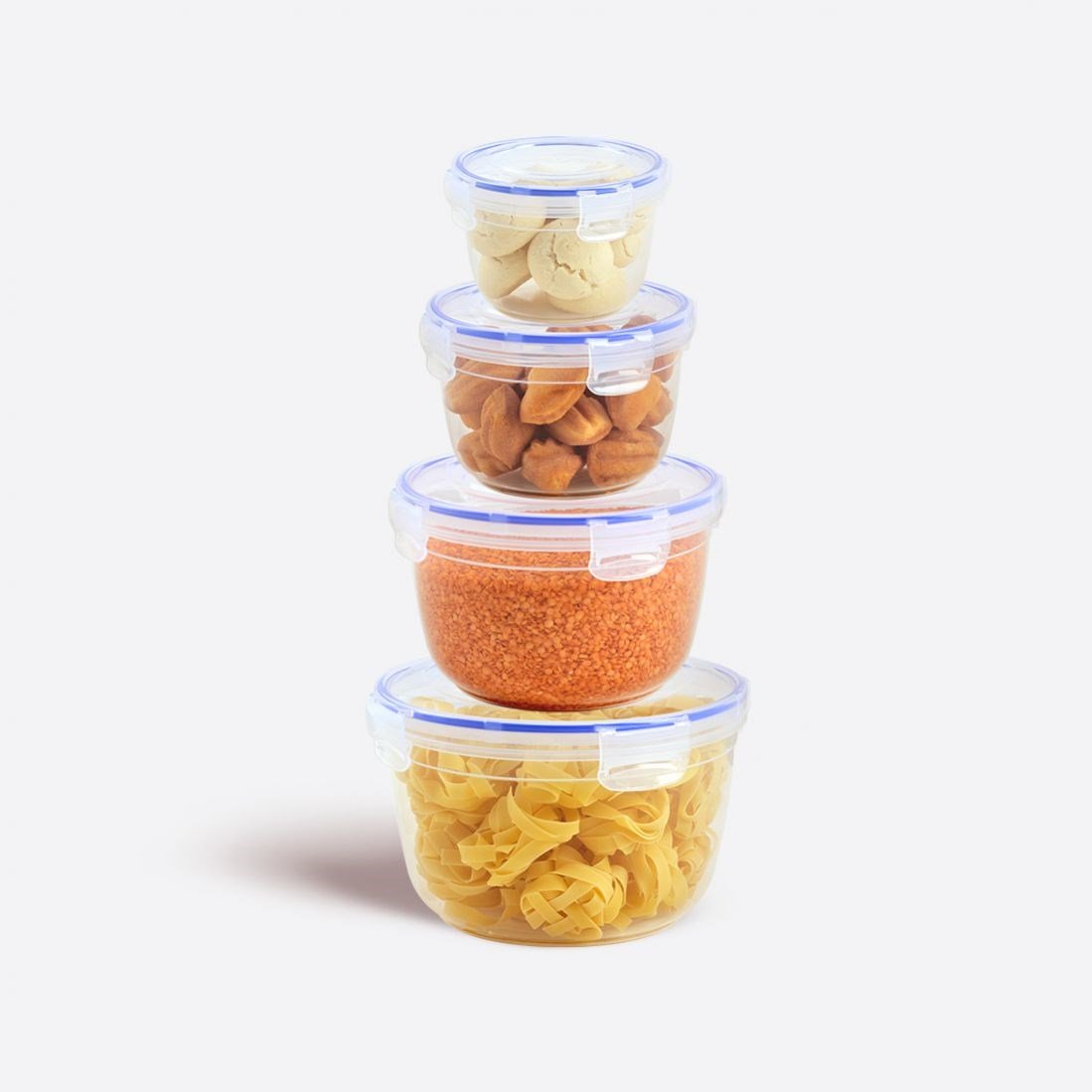 4 Parça Contalı Yuvarlak Set (625-1200-2100-3400 ml)