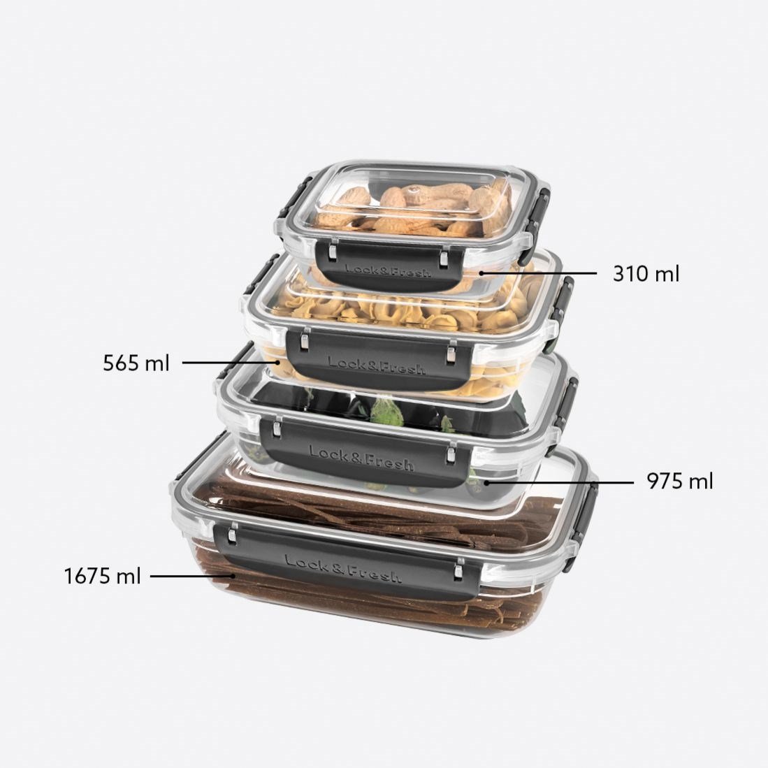 4 Parça Master Dikdörtgen Set (310-565-975-1675 ml)