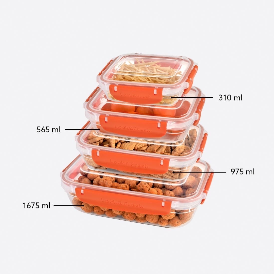 4 Parça Master Dikdörtgen Set (310-565-975-1675 ml)