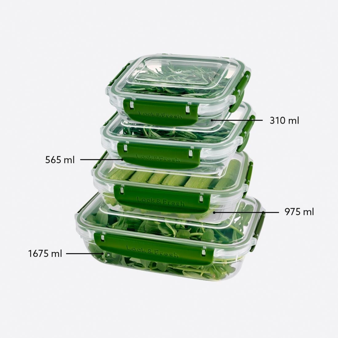 4 Parça Master Dikdörtgen Set (310-565-975-1675 ml)