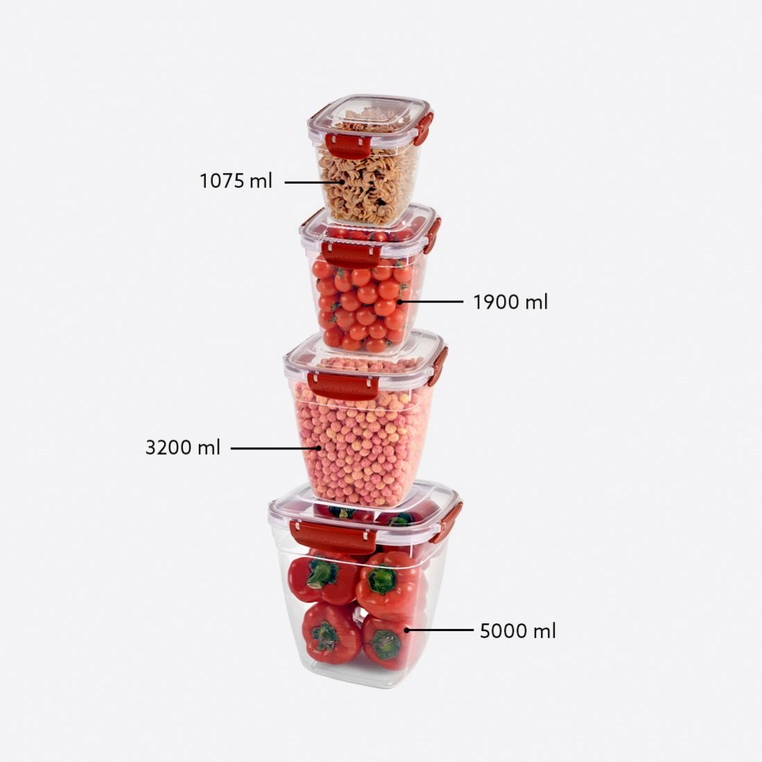 4 Parça Master Kare Set (1075-1900-3200-5000 ml)