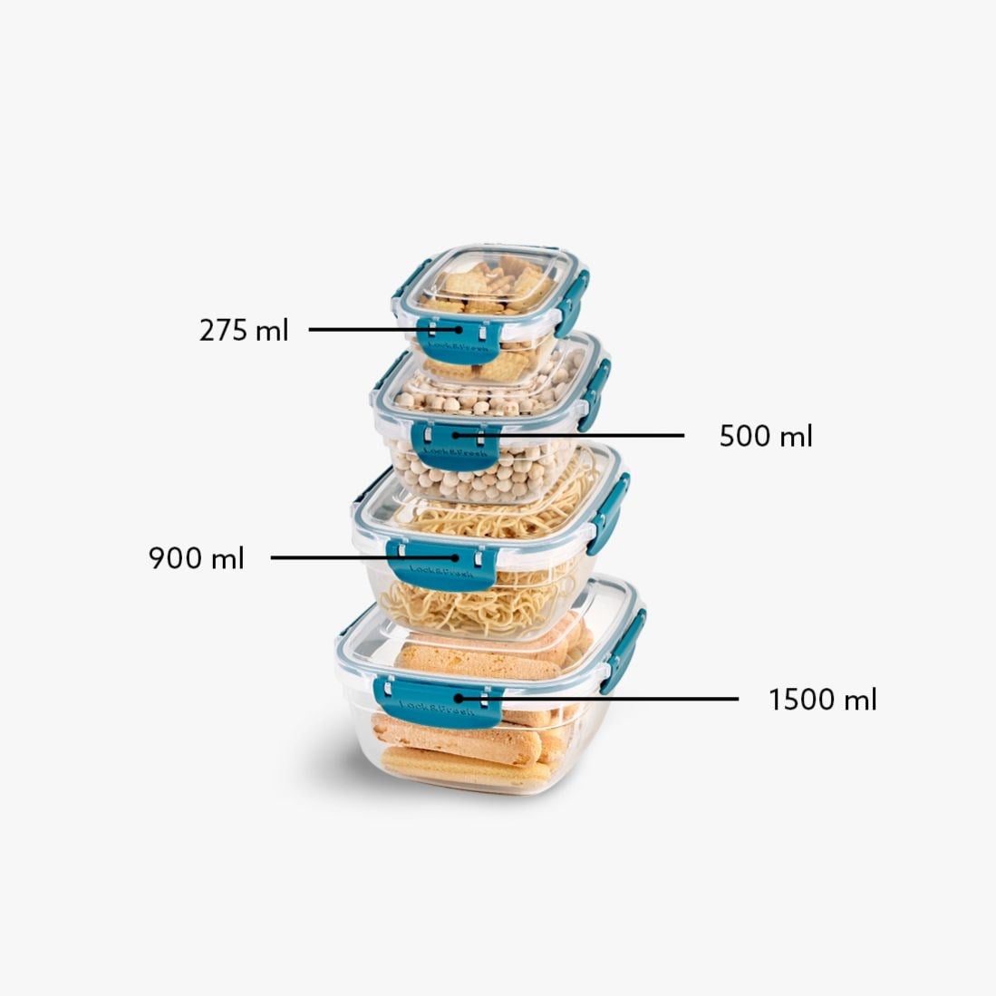 4 Parça Master Kare Set (275-500-900-1500 ml)