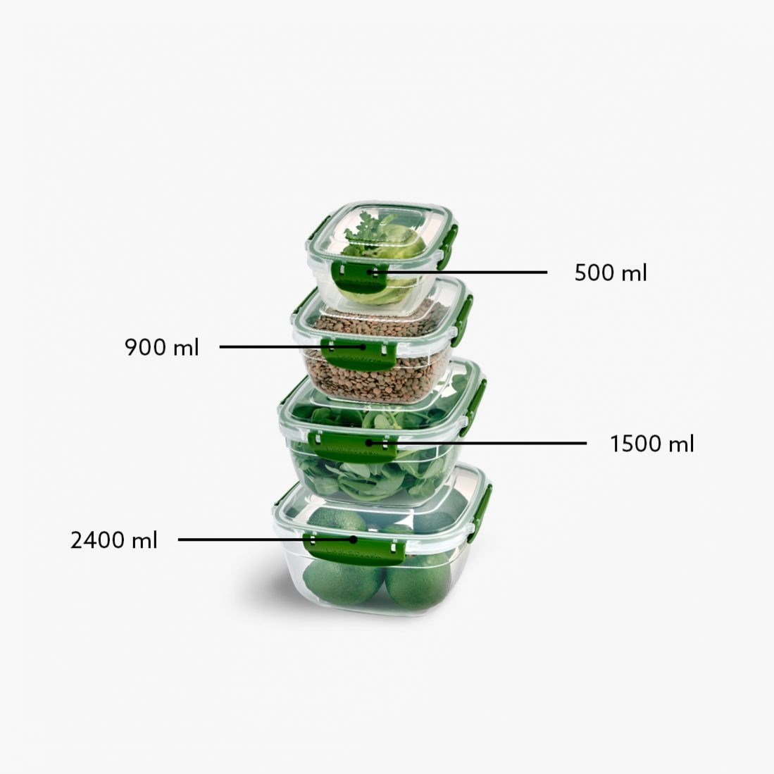 4 Parça Master Kare Set (500-900-1500-2400 ml)