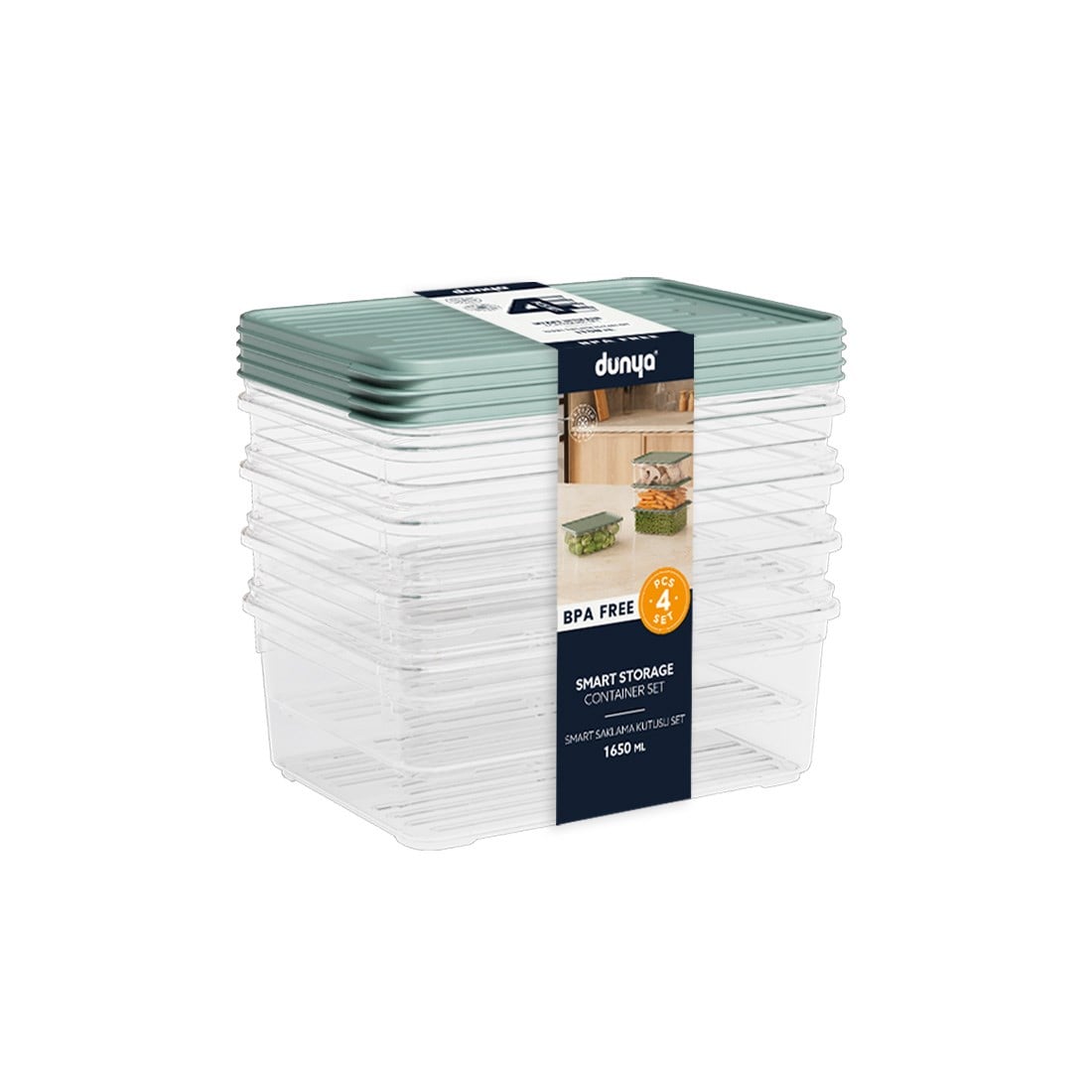 4 Parça Smart Saklama Kabı Set (4 x 1650 ml)