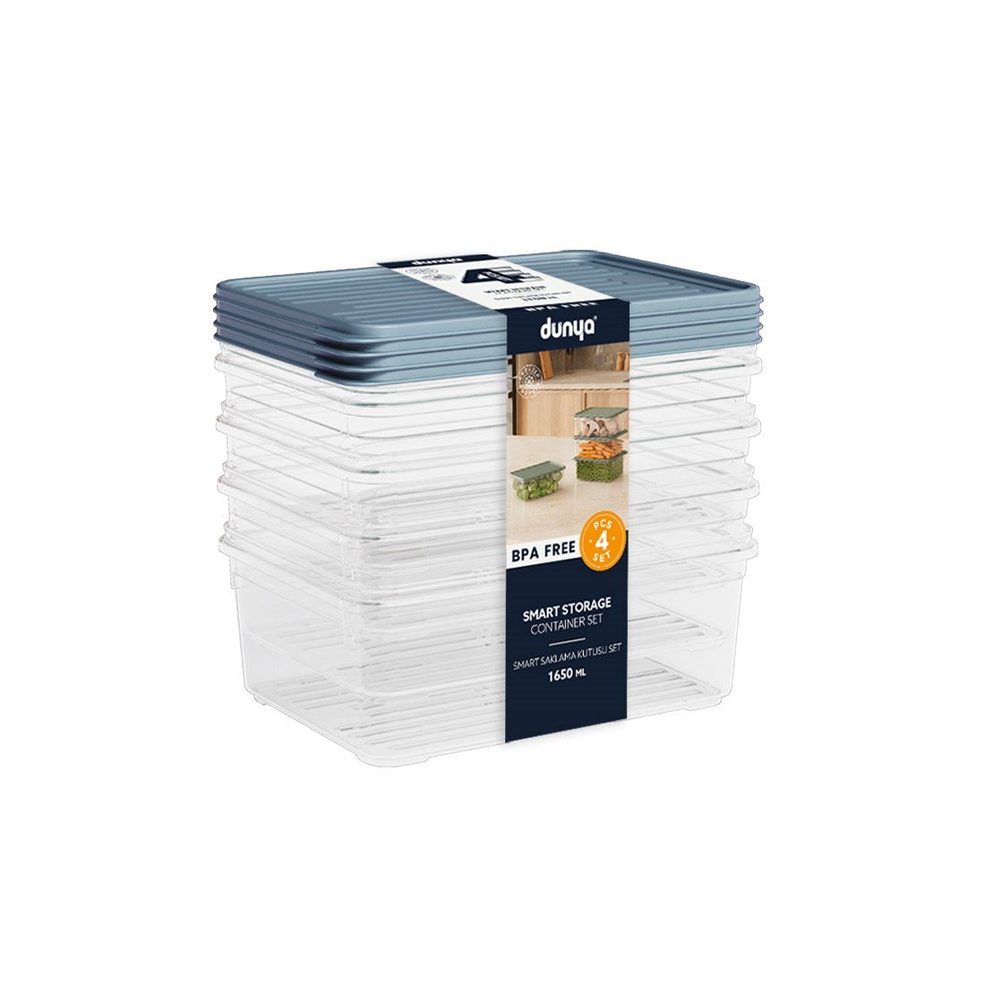 4 Parça Smart Saklama Kabı Set (4 x 1650 ml)