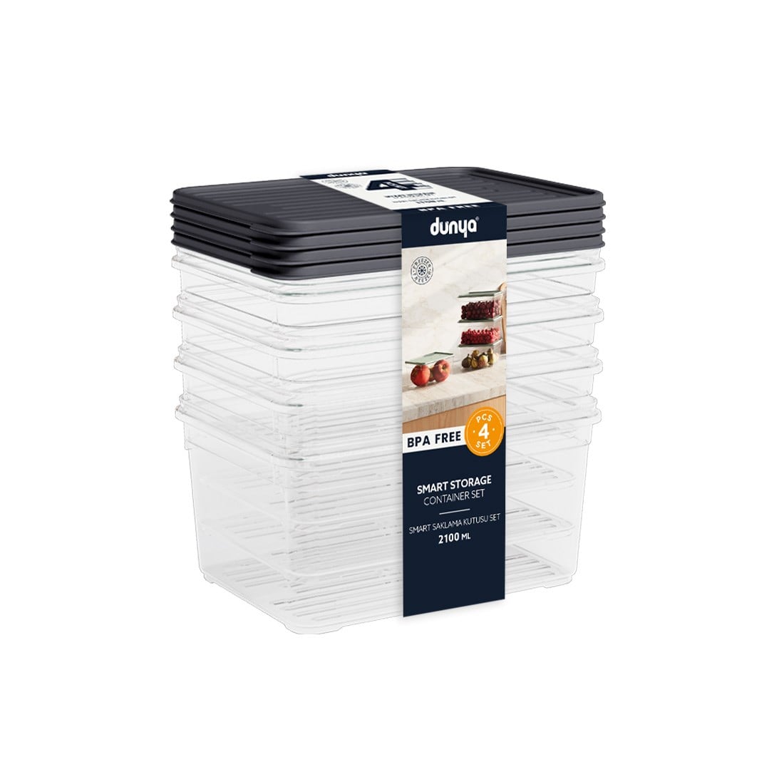 4 Parça Smart Saklama Kabı Set (4 x 2100 ml)
