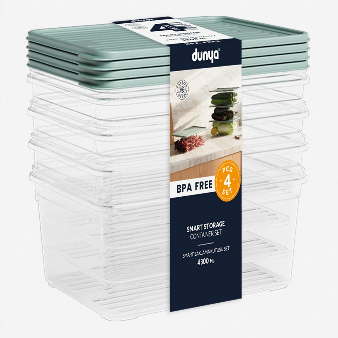 4 Parça Smart Saklama Kabı Set (4 x 4300 ml)